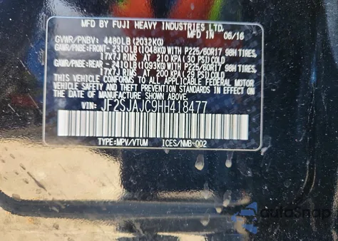 2017 Subaru Forester 2.5I Limited z USA, uszkodzony, nr VIN JF2SJAJC9HH418477